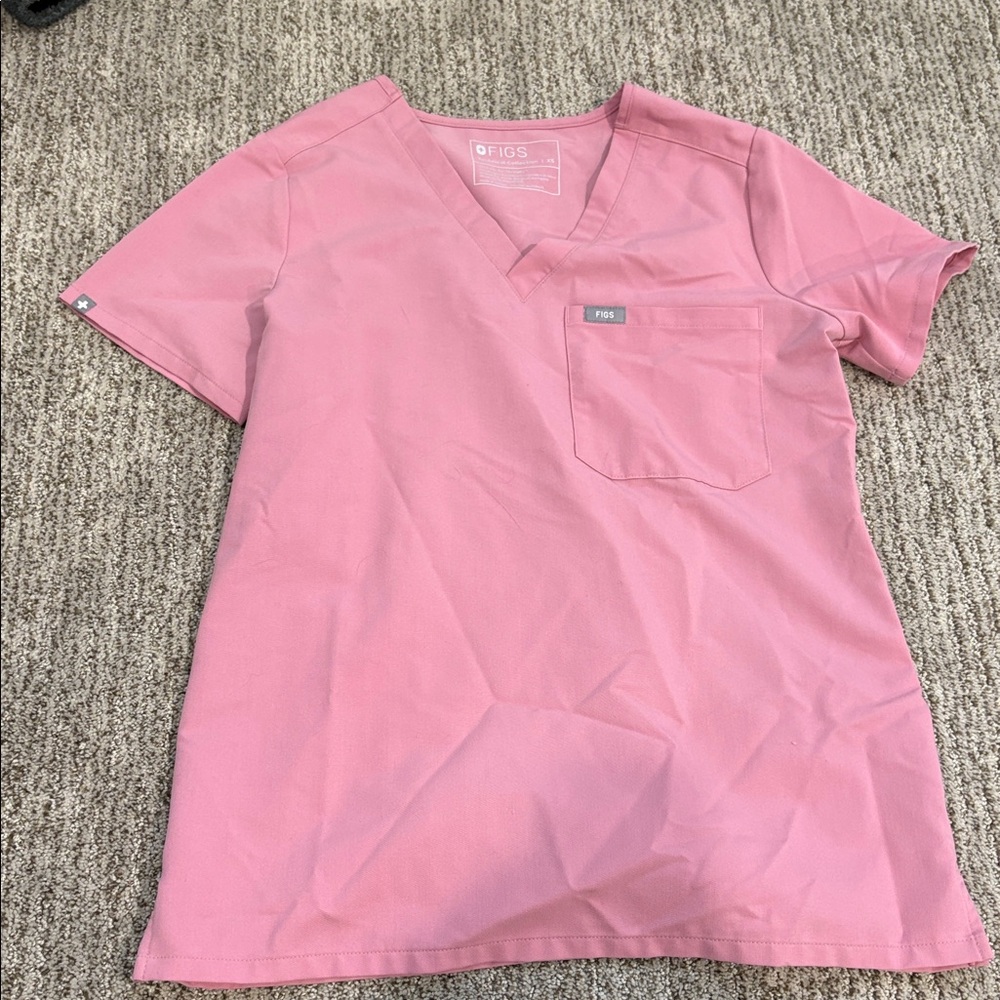 Figs Blush Pink V-Neck Scrub Top